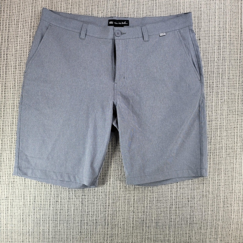 TravisMathew Shorts Mens 38 Gray Golf Performance Stretch Chino Flat Front Tech‎